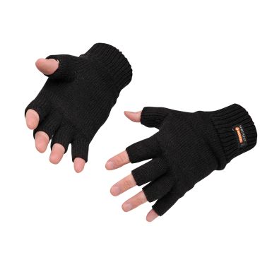 Insulated Fingerless Knit Glove, , R, Black