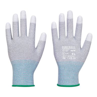 MR13 ESD PU Fingertip Glove (Pk12), L, R, Grey/White