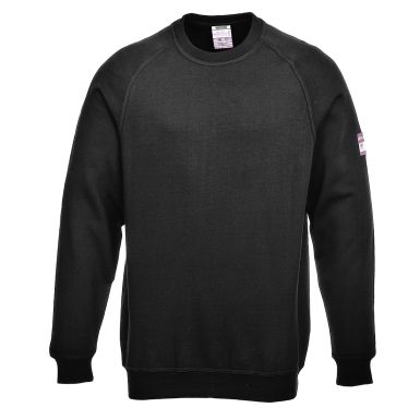 Flame Resistant Anti-Static Long Sleeve Sweatshirt, L, R, Black