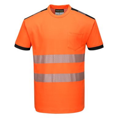PW3 Hi-Vis Cotton Comfort T-Shirt S/S , 4XL, R, Orange/Black