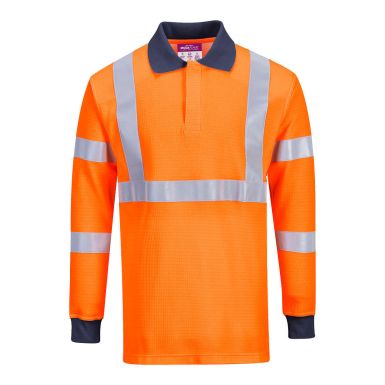 Flame Resistant RIS Polo Shirt, L, R, Orange
