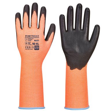 Vis-Tex Cut Glove Long Cuff, L, R, Orange/Black