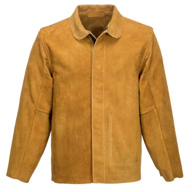 Leather Welding Jacket, L, R, Tan