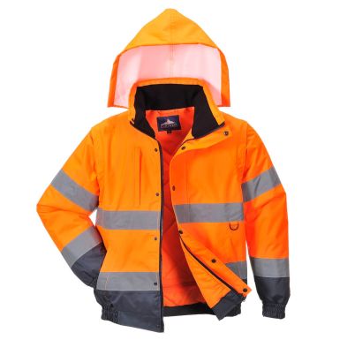 Hi-Vis 2-in-1 Contrast Bomber Jacket , 4XL, R, Orange