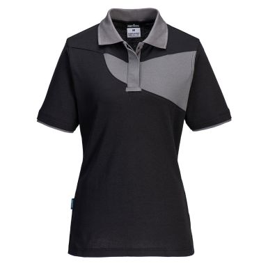 PW2 Cotton Comfort Women's Polo Shirt S/S, L, R, Black/Zoom Grey
