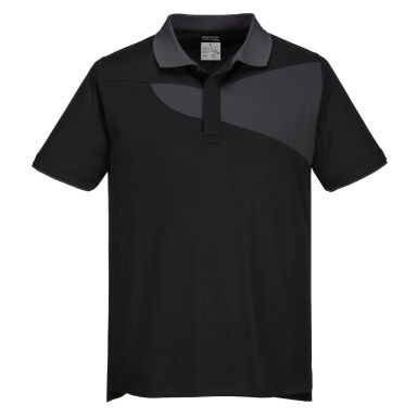 PW2 Cotton Comfort Polo Shirt S/S, L, R, Black/Zoom Grey