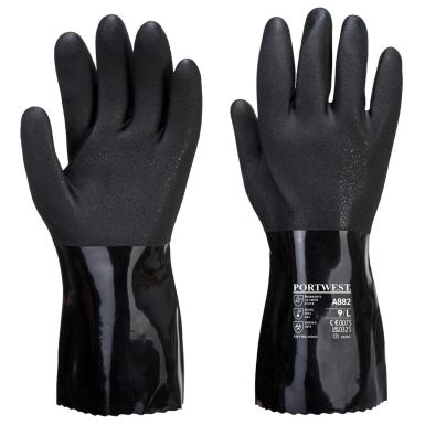 ESD PVC Chemical Gauntlet, L, R, Black