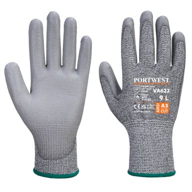 Vending MR Cut PU Palm Glove, L, R, Grey