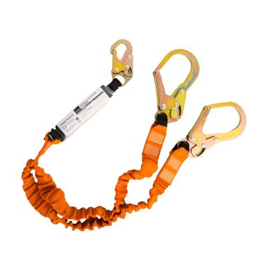 Double 140kg 1.8m Lanyard with Shock Absorber, , R, Black/Orange