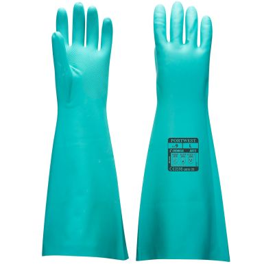 Extended Length Nitrile Gauntlet, L, R, Green