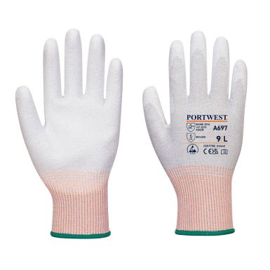 LR13 ESD PU Palm Glove (Pk12), L, R, Grey/White