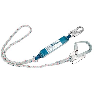 Single 1.8m Lanyard With Shock Absorber, , R, White
