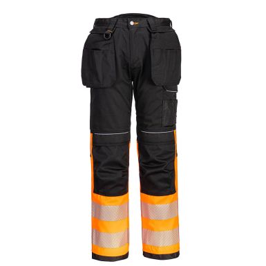 PW3 Hi-Vis Class 1 Holster Pocket Trousers, 28, R, Orange/Black
