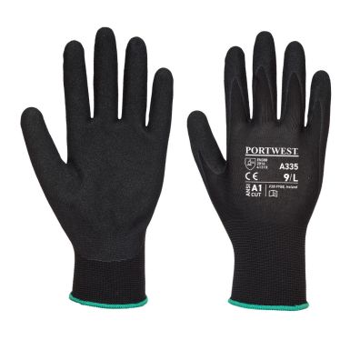 Dermi-Grip NPR15 Nitrile Sandy Glove, L, R, Black