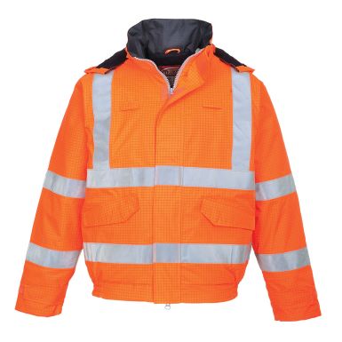 Bizflame Rain Hi-Vis Antistatic FR Bomber Jacket, 4XL, R, Orange