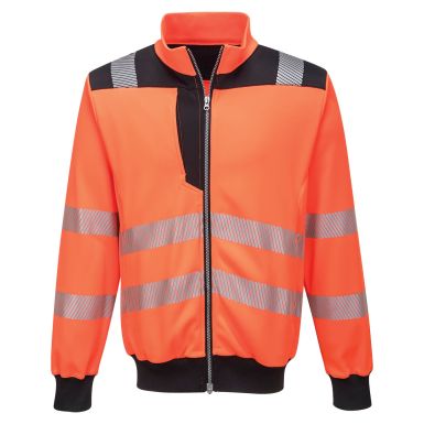 PW3 Hi-Vis Zip Sweatshirt, 4XL, R, Orange/Black