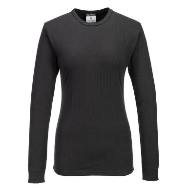 Women's Thermal T-Shirt Long Sleeve, L, R, Black