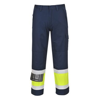 Hi-Vis Modaflame Trousers, L, R, Yellow/Navy