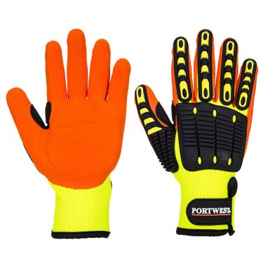 Anti Impact Grip Glove, L, R, Yellow/Orange
