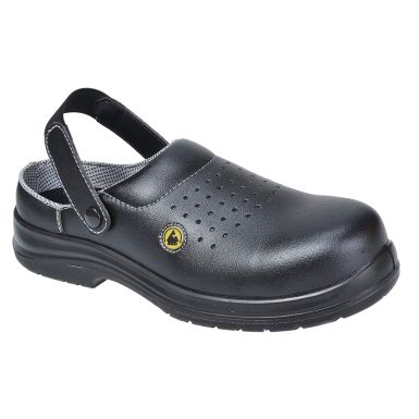 Portwest Compositelite ESD Perforated Safety Clog SB AE, 35, R, Black