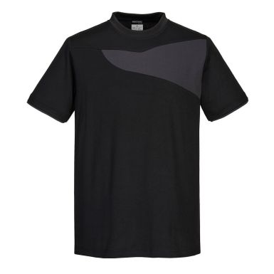 PW2 Cotton Comfort T-Shirt S/S, L, R, Black/Zoom Grey