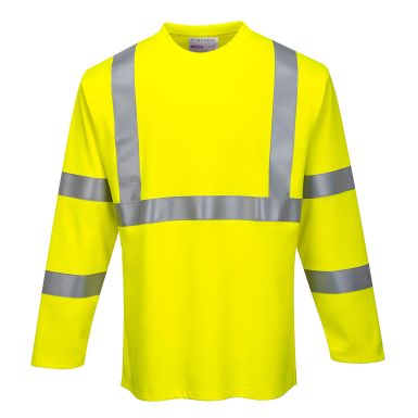 FR Hi-Vis Long Sleeve T-Shirt, L, R, Yellow