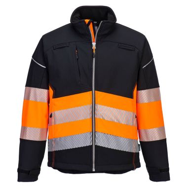 PW3 Hi-Vis Class 1 Softshell (3L), 4XL, O, Black/Orange