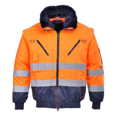 Hi-Vis 3-in-1 Contrast Pilot Jacket , 4XL, R, Orange/Navy