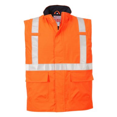 Bizflame Rain Hi-Vis Anti-static FR Bodywarmer, L, R, Orange