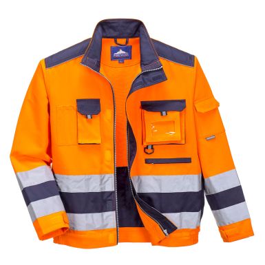 Lille Hi-Vis Contrast Bomber Jacket, L, R, Orange/Navy