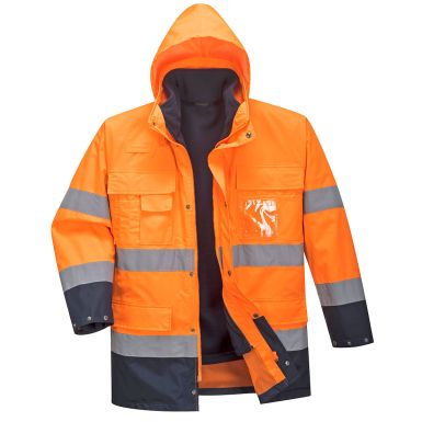 Hi-Vis 3-in-1 Contrast Lite Jacket , L, R, Orange/Navy