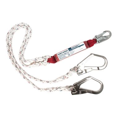 Double 1.8m Lanyard With Shock Absorber, , R, White