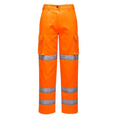 Hi-Vis Women's Three Band Work Trousers, L, R, Orange